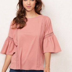 NWOT Lauren Conrad Dusty Pink Bell Sleeve Blouse